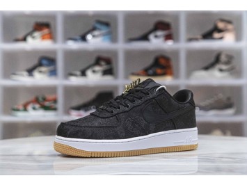H12  나이키 x 클롯 x 프라그먼트 에어포스 1 로우 블랙 실크 CZ3986-001
