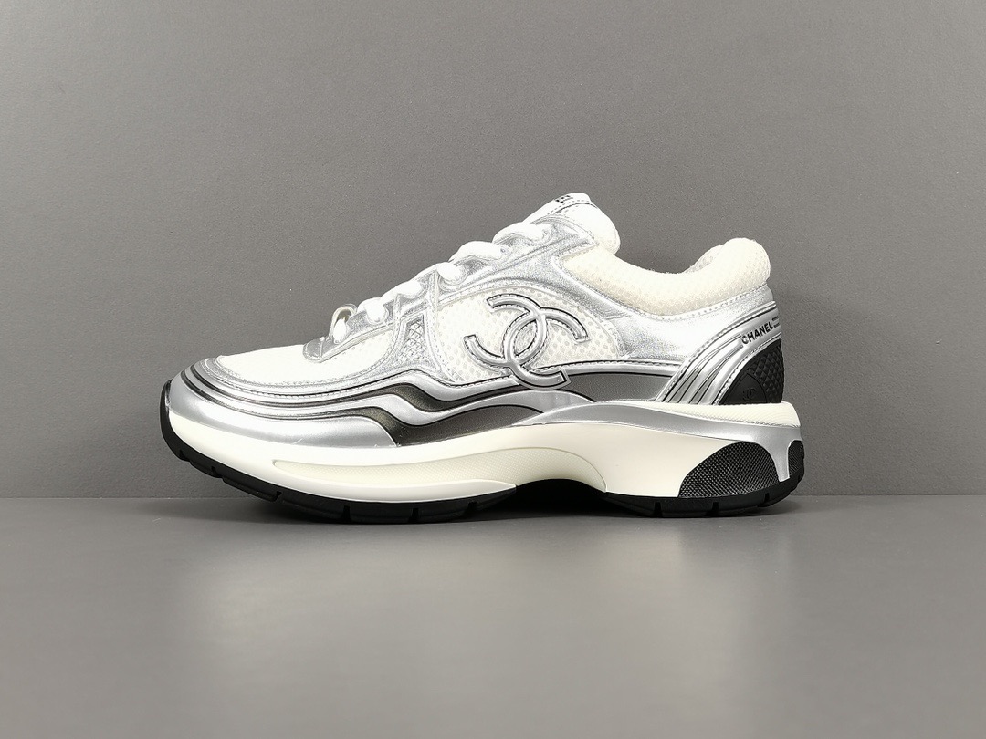 (W) 샤넬 스니커즈 패브릭 라미네이티드 & 화이트 실버 G39792-Y56368-K5450