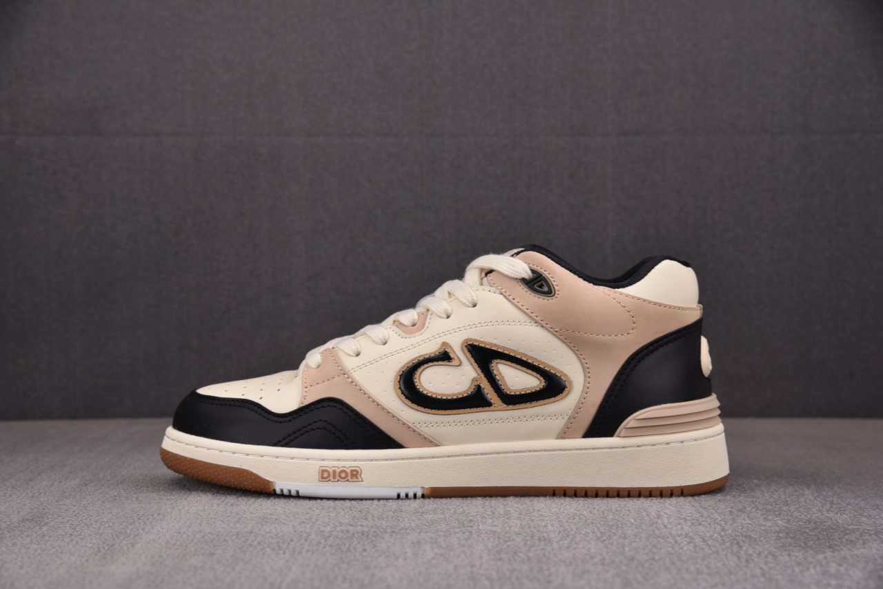 R 디올 B57 미드탑 스니커즈 블랙 크림 베이지